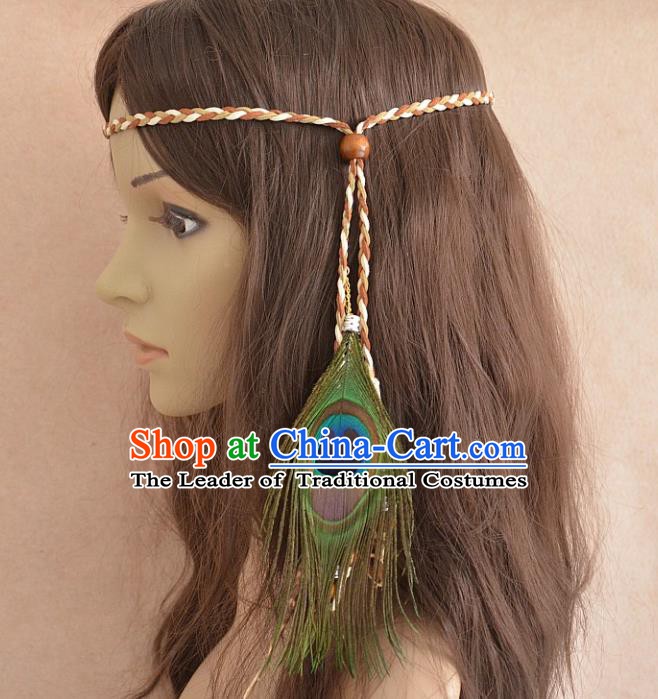 European Western Vintage Hair Accessories Renaissance Bride Bohemia Feather Hair Clasp for Women
