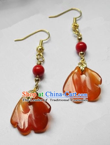 Asian Chinese Traditional Handmade Jewelry Accessories Agate Earrings for Women