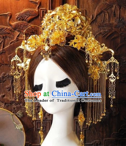Chinese Handmade Classical Phoenix Coronet Hairpins Ancient Hanfu Headdress Hair Accessories for Women