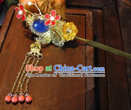 Chinese Handmade Classical Hairpins Ancient Hanfu Tassel Hair Clip Headdress Hair Accessories for Women