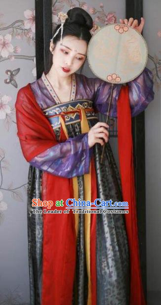 Traditional China Ancient Tang Dynasty Palace Princess Embroidered Costumes for Women