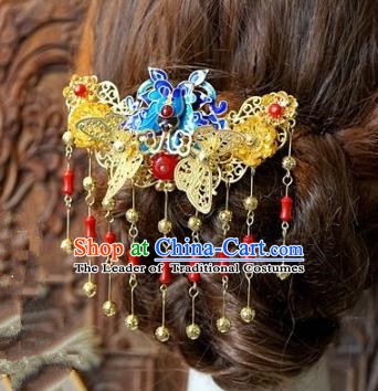 Chinese Handmade Classical Hair Accessories Ancient Hanfu Hairpins Cloisonne Tassel Hair Clip for Women