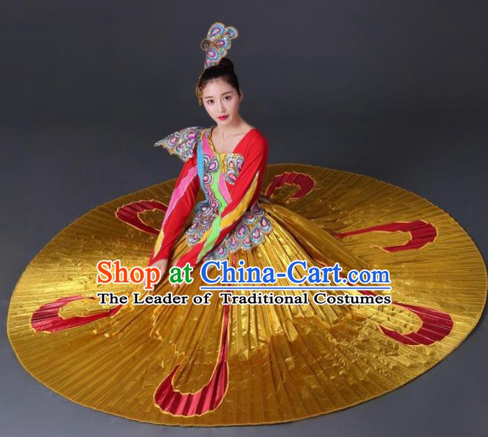 Traditional Chinese Yangge Fan Dancing Costume Classical Dance Modern Dance Dress Clothing Headwear