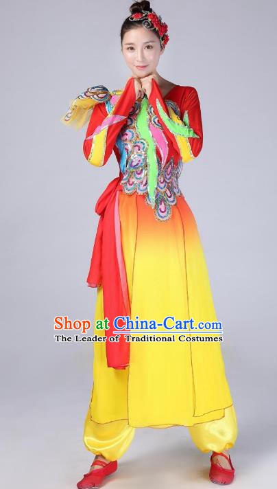 Traditional Chinese Yangge Fan Dancing Costume Classical Dance Modern Dance Dress Clothing Headwear