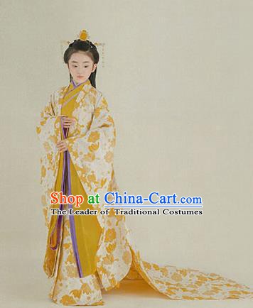 China Ancient Han Dynasty Palace Lady Costume Traditional Princess Hanfu Trailing Dress for Kids