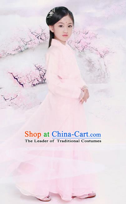 Traditional Chinese Han Dynasty Palace Princess Costume Ancient Fairy Dress and Headpiece for Kids