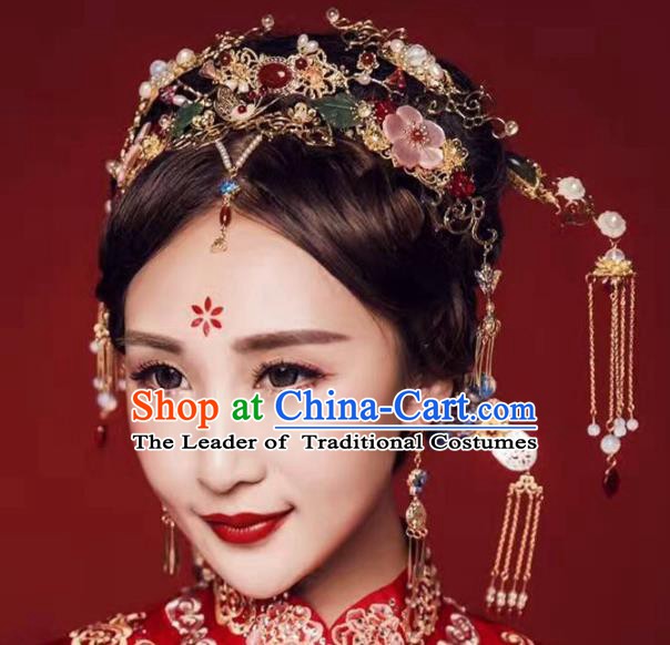 Chinese Handmade Classical Hairpins Frontlet Ancient Hanfu Wedding Hair Accessories for Women