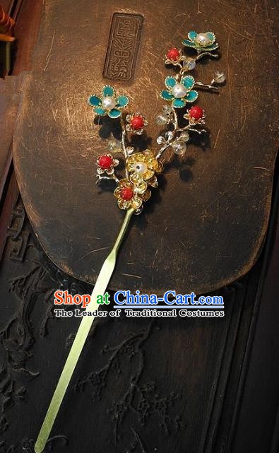 Chinese Handmade Classical Hair Accessories Wintersweet Hairpins Ancient Hair Clip Headdress for Women