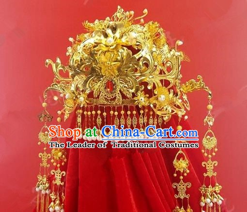 Chinese Handmade Classical Hair Accessories Ancient Wedding Headdress Extravagant Phoenix Coronet for Women