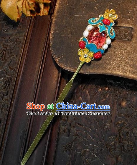 Chinese Handmade Classical Cloisonne Hair Accessories Ancient Wedding Hair Stick Hairpins for Women