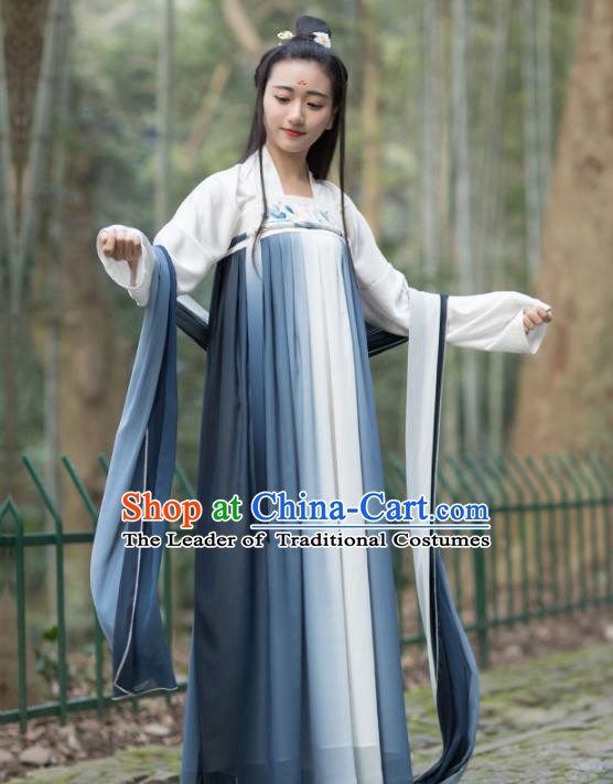 Traditional Chinese Ancient Tang Dynasty Princess Costume Embroidered Hanfu Dress for Women