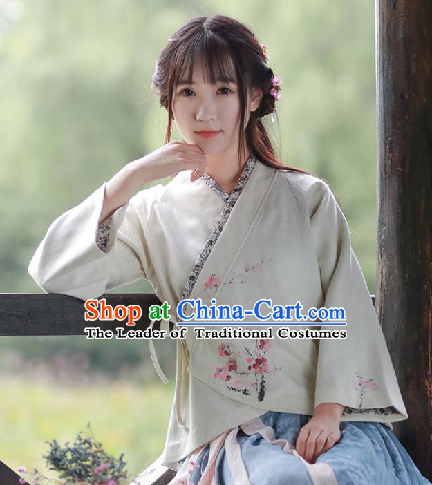 Traditional Chinese National Costume Embroidered Blouse Tang Suit Hanfu Shirts for Women