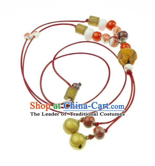 Traditional Chinese Pendant Accessories Bells Red Necklace for Women