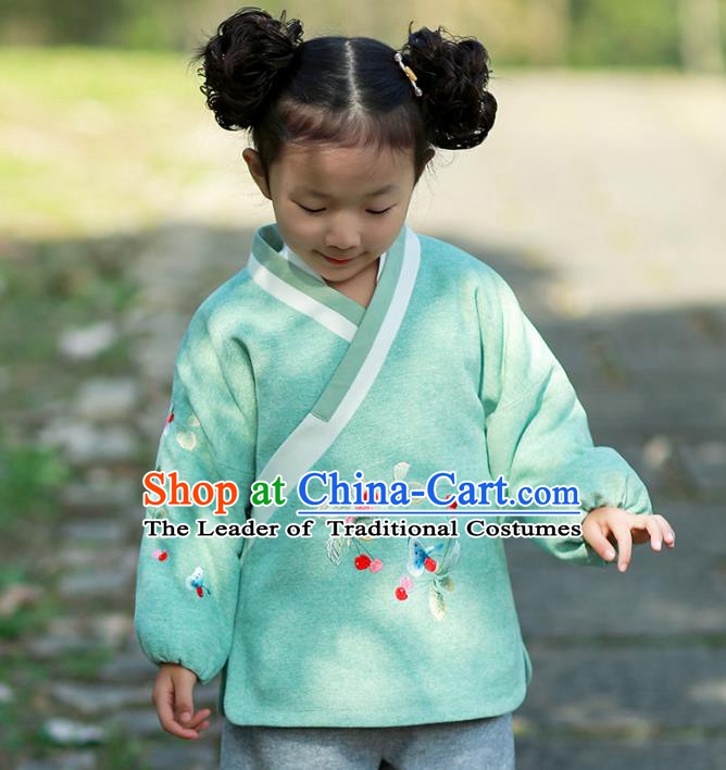 Traditional Chinese National Costume Embroidered Shirts Hanfu Blouse for Kids