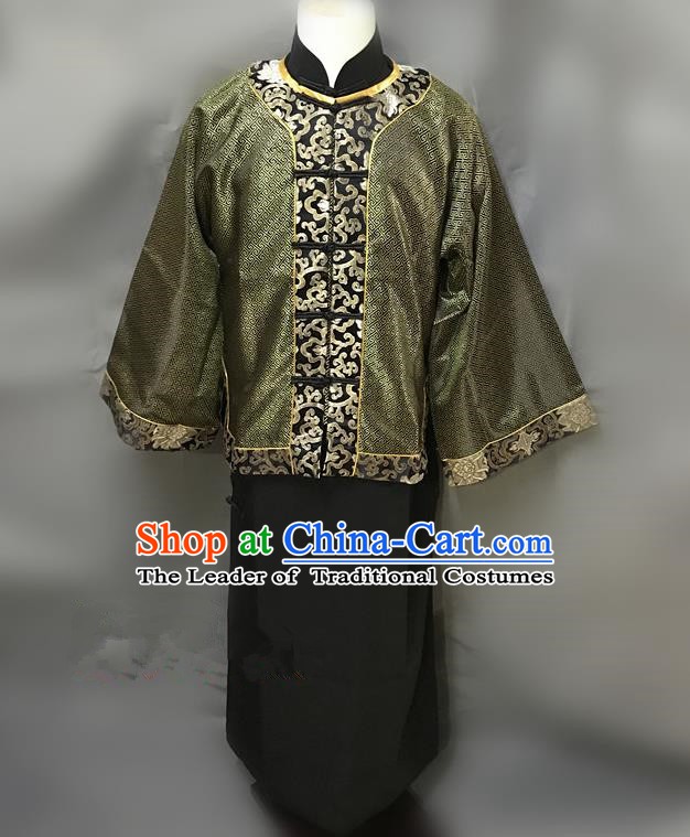 Traditional Chinese Stage Performance Costume Ancient Qing Dynasty Master Clothing for Men