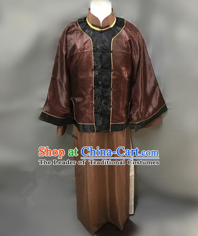 Traditional Chinese Stage Performance Costume Ancient Qing Dynasty Landlord Clothing for Men