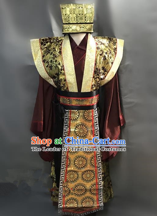 Traditional Chinese Stage Performance Costume Ancient Han Dynasty Minister Clothing for Men