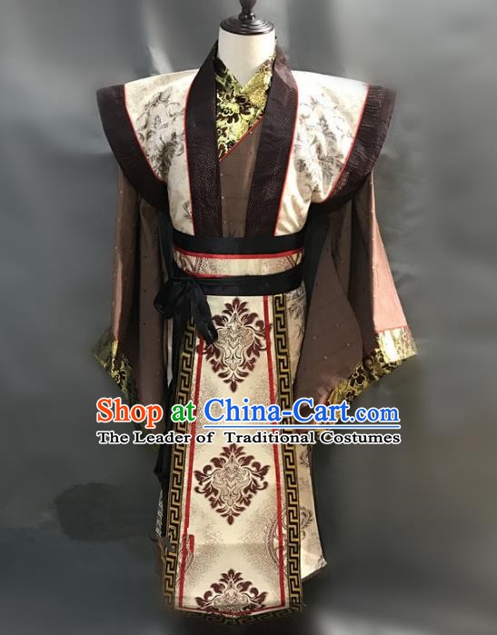 Traditional Chinese Stage Performance Costume Ancient Three Kingdoms Period Minister Cao Cao Clothing for Men