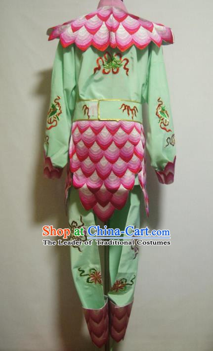 Traditional Chinese Stage Performance Costume Ancient Cosplay Nezha Green Clothing for Men