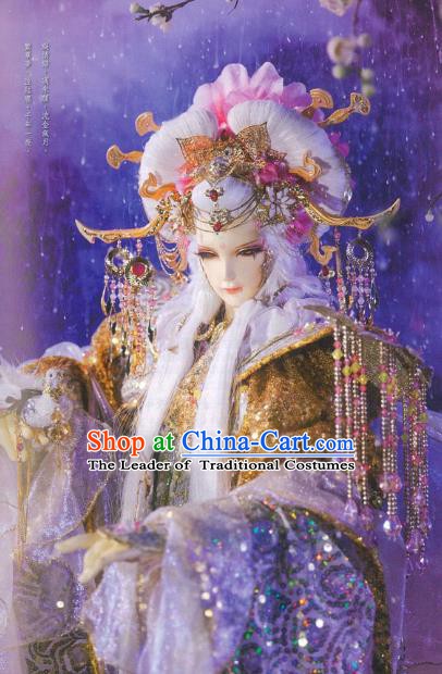 Traditional China Ancient Cosplay Palace Princess Hair Accessories Wig and Headwear for Men