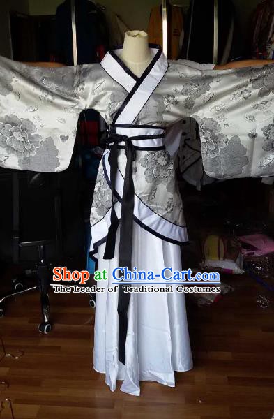 Traditional China Ancient Han Dynasty Princess Costume Hanfu Curving-front Robe for Women