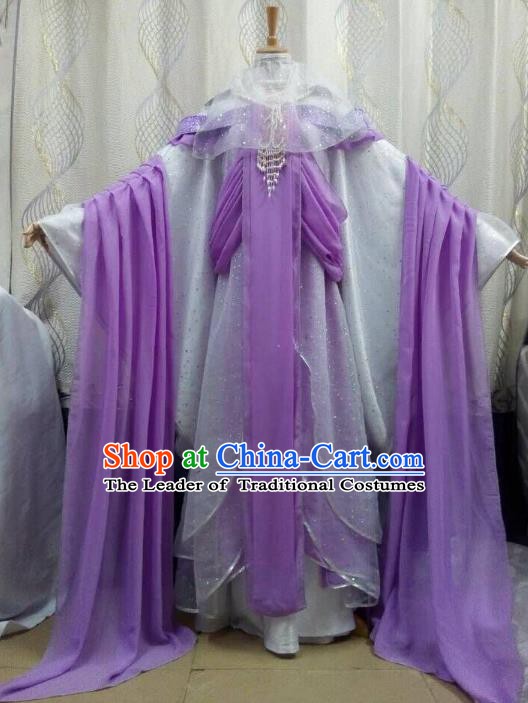 Traditional China Ancient Cosplay Palace Lady Costume Princess Hanfu Purple Dress Clothing for Women