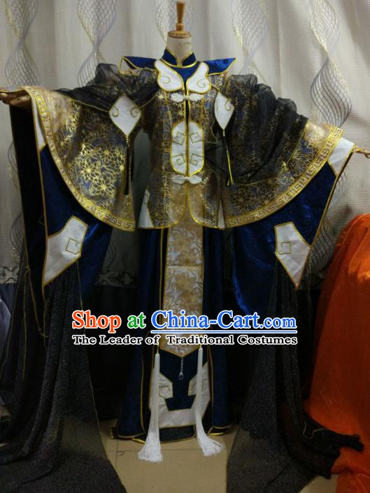 China Ancient Cosplay Swordsman Costume Knight Fancy Dress Hanfu Clothing for Men