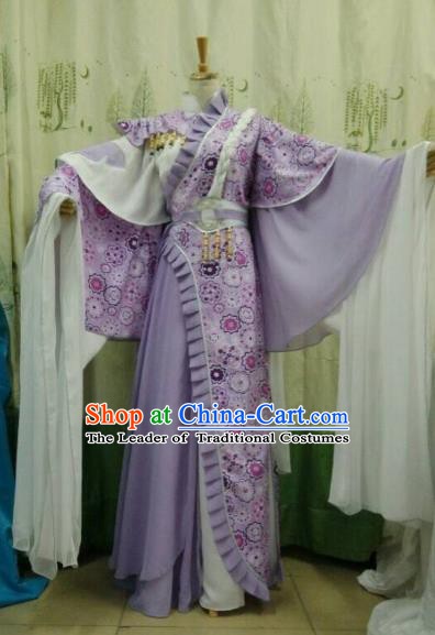 China Ancient Cosplay Palace Lady Halloween Costume Traditional Fairy Hanfu Purple Dress for Women