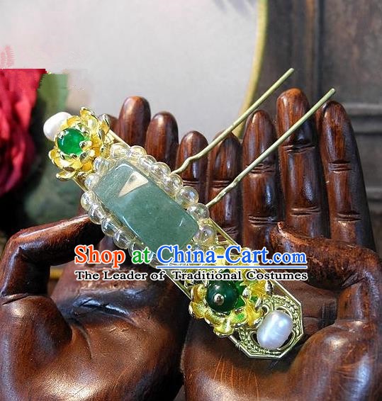 Chinese Handmade Classical Hair Accessories Ancient Wedding Hanfu Jade Little Hairpins for Women