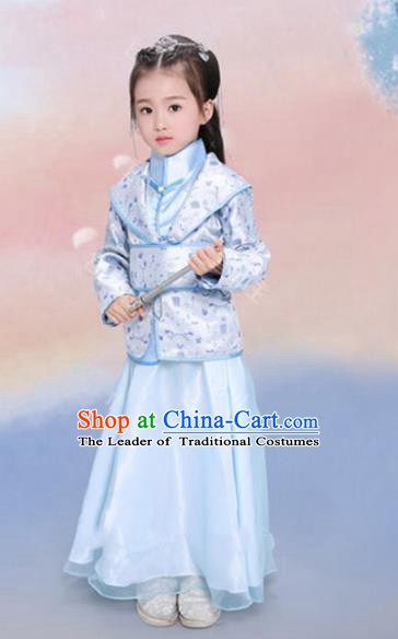 Traditional Chinese Tang Dynasty Swordswoman Clothing Ancient Nobility Lady Costume for Kids