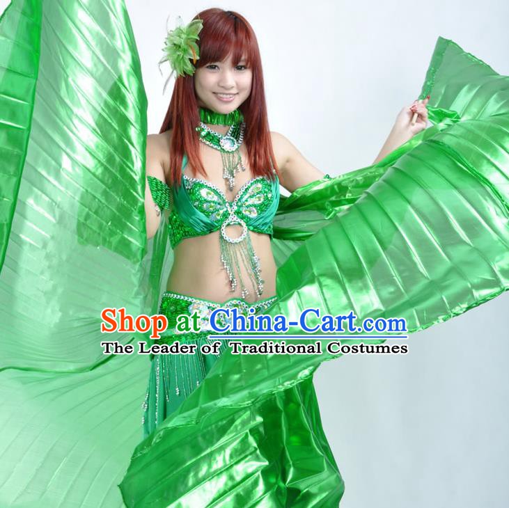 Asian Indian Belly Dance Prop Green Wings India National Stage Performance Large Wing for Women