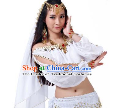 Asian Indian Belly Dance Hair Accessories Frontlet and White Veil for Women