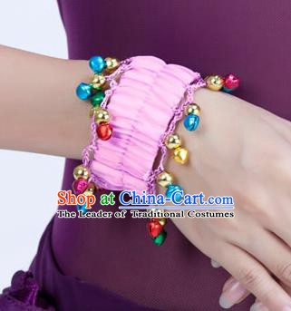 Oriental Indian Belly Dance Accessories Pink Bracelets India Raks Sharki Bells Bangle for Women