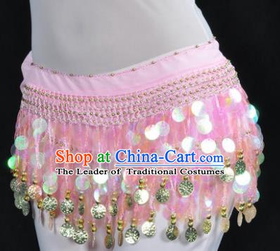 Indian Traditional Belly Dance Pink Tassel Belts Waistband India Raks Sharki Waist Accessories for Women