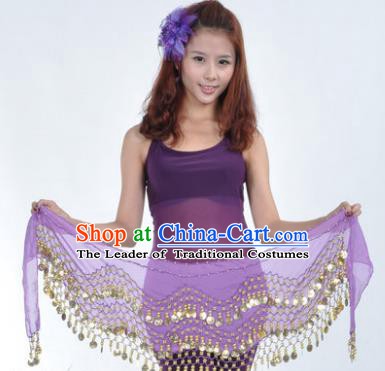 Asian Indian Belly Dance Waist Accessories Purple Waistband India Raks Sharki Belts for Women