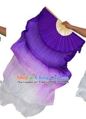 China Folk Dance Folding Fans Yanko Dance Purple White Silk Fans for for Women