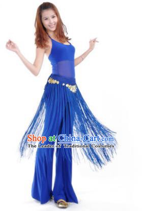 Indian Belly Dance Yoga Deep Blue Suits, India Raks Sharki Dance Clothing for Women