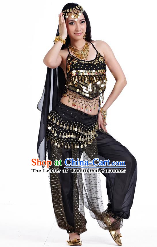Indian Belly Dance Costume Bollywood Oriental Dance Black Clothing for Women