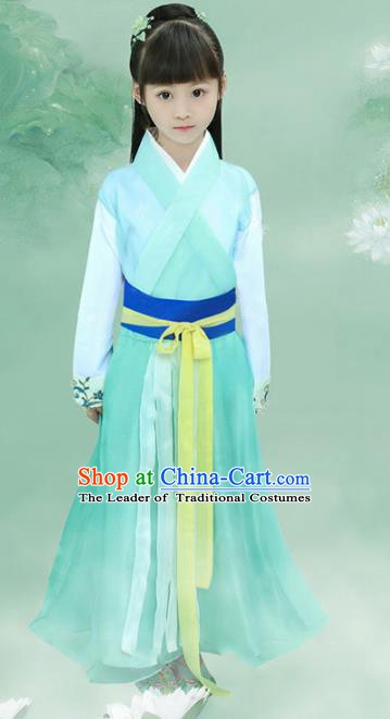 Asian Chinese Ancient Swordswoman Costume Han Dynasty Young Lady Clothing for Kids