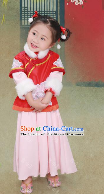 Traditional Chinese Qing Dynasty Palace Lady Costume Ancient Manchu Princess Clothing for Kids