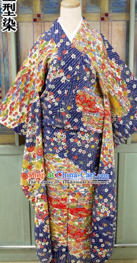 Asian Japanese Traditional Costumes Japan Furisode Kimono Yukata Printing Dress Clothing for Women