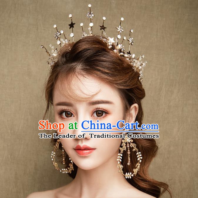 Handmade Classical Wedding Accessories Bride Stars Hair Clasp and Tassel Earrings for Women