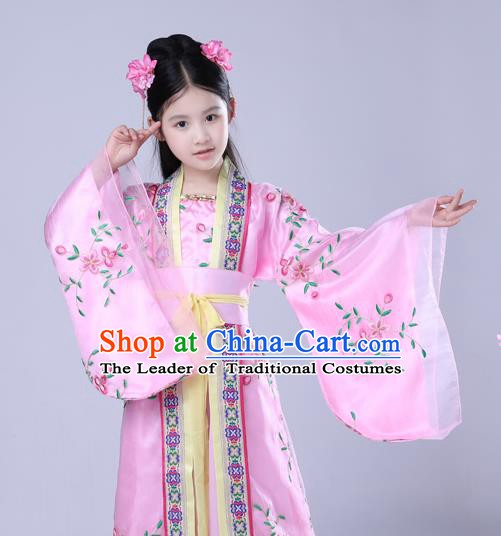 Traditional Chinese Tang Dynasty Imperial Concubine Embroidered Costume, China Ancient Princess Dress for Kids