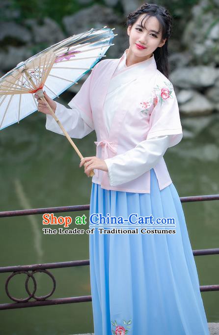 Traditional Chinese Song Dynasty Palace Lady Embroidered Costume, China Ancient Princess Dress for Women