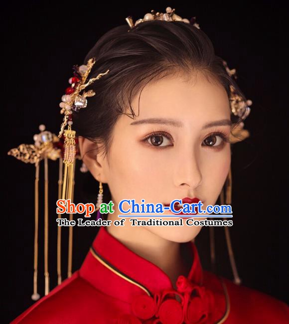 Chinese Handmade Classical Hair Accessories Ancient Palace Hairpins Tassel Step Shake Complete Set for Women