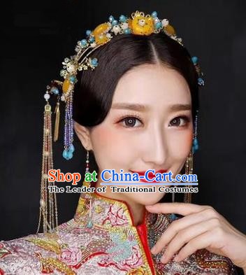 Chinese Handmade Classical Hair Accessories Ancient Palace Hairpins Tassel Hair Clasp Complete Set for Women