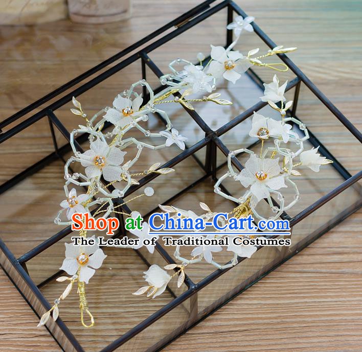 Handmade Classical Wedding Hair Accessories Bride Hair Clasp White Flowers Hair Stick for Women