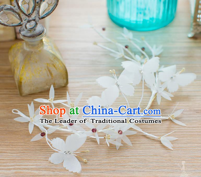 Handmade Classical Wedding Hair Accessories Bride Hair Stick White Butterfly Hair Clasp for Women