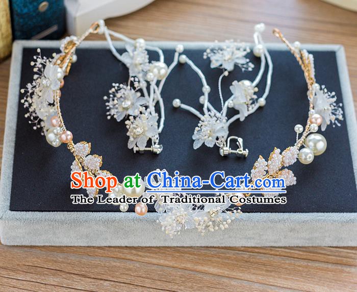 Handmade Classical Wedding Hair Accessories Bride Pearls Hair Clasp Headwear for Women