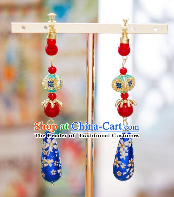 Handmade Classical Wedding Accessories Bride Hanfu Cloisonne Earrings for Women